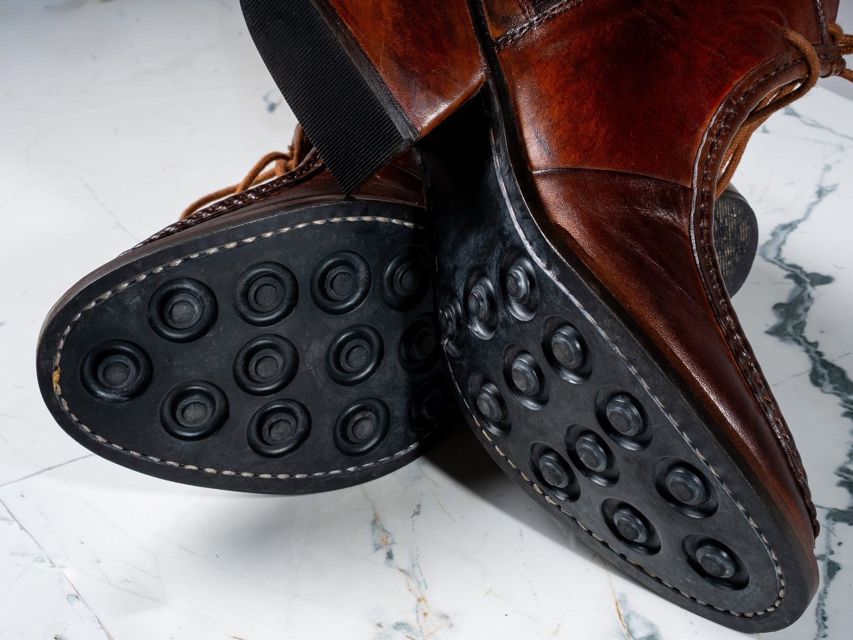 The studded outsole of the Florence, the part a cobbler resoles