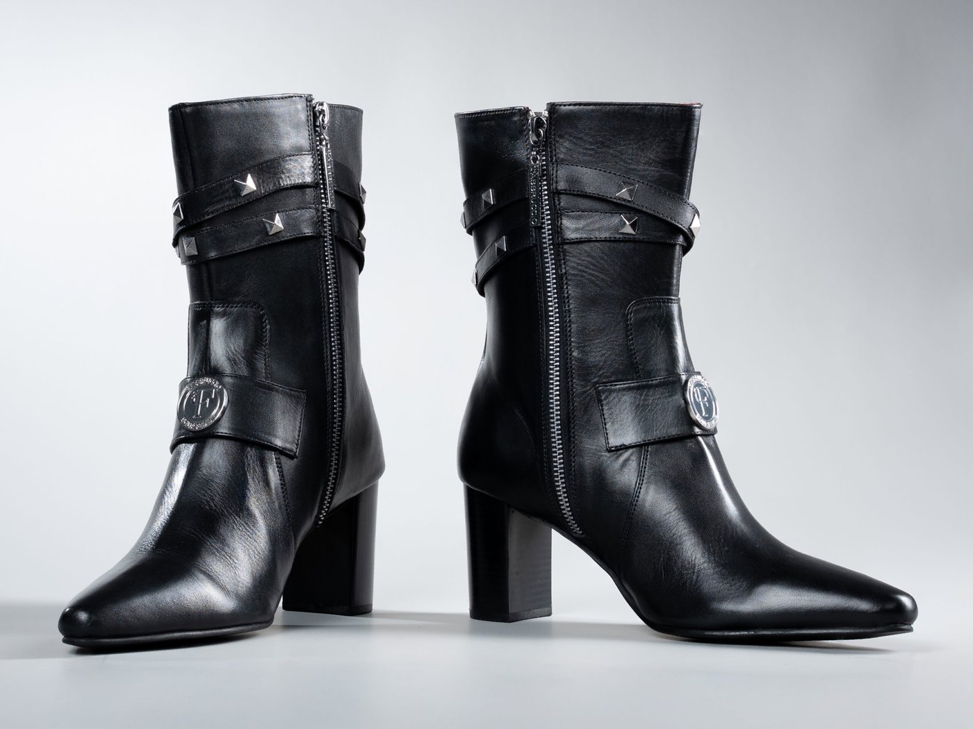 The Paris, front view, pointed toe and twin studded straps