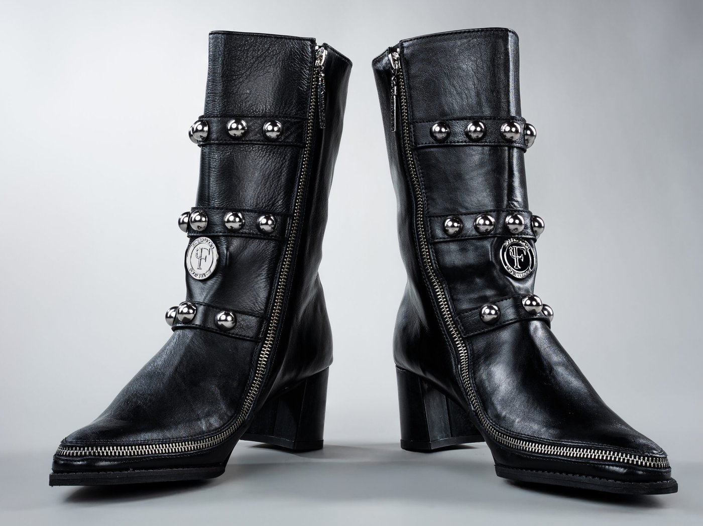 The Vivienne, front view, both boots and the mark on the strap